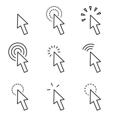 Click an icon set. Pointer arrow icons. Cursor vector icons.