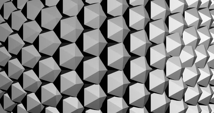 3d render with texture of gray reflective ico spheres