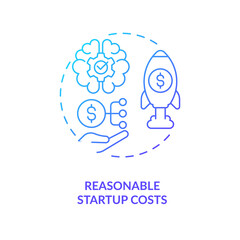 Reasonable startup costs blue gradient concept icon. Venture capital. Startup budget strategy abstract idea thin line illustration. Isolated outline drawing. Myriad Pro-Bold font used