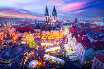 Prague, Czech Republic. Vanocni Trhy, Christmas Market in Stare Mesto old square.