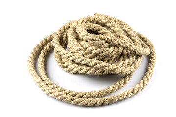 Twisted thick rope on white