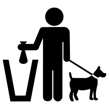 Icono aislado hombre tirando las cacas de los perros