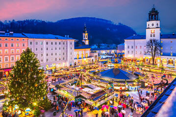 Naklejka premium Salzburg, Austria - Christkindlmarkt, Christmas Market