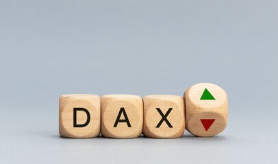 Concept of German Stock Index DAX changing the trend and goes up or down. Block shape
