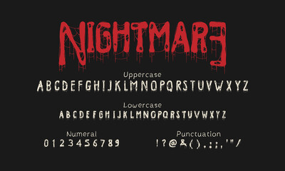 Creepy and horror font alphabet. Suitable for merchandise, logo, brand etc. 