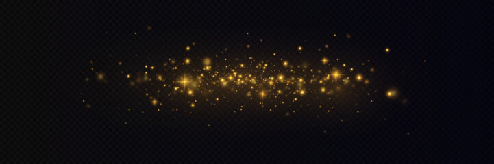 Gold particles. Light effect. Gold dust. background decoration.