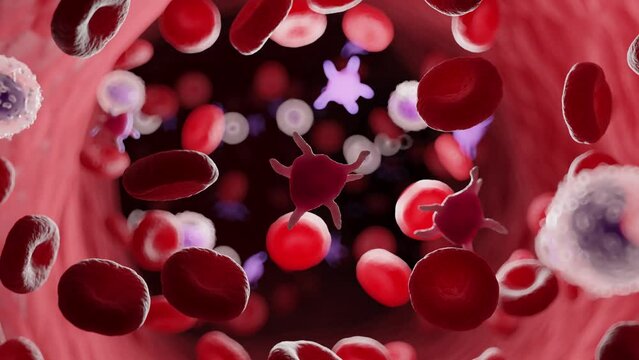 3d rendered medical animation of a circulating platelet