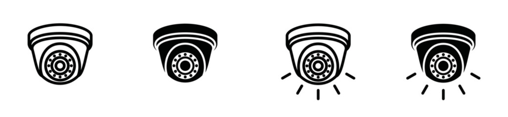 CCTV security surveillance cameras vector icon set. Security camera or security cam flat sign for apps or websites, symbol illustration.