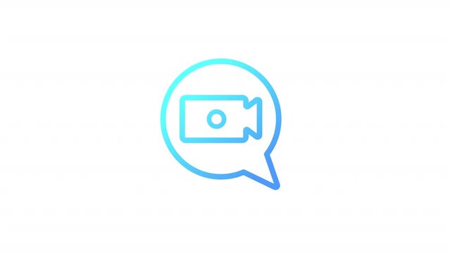 Animated video call gradient icon. Camera in speech bubble. Online conference tool. Seamless loop HD video with alpha channel on transparent background. Outline motion graphic animation