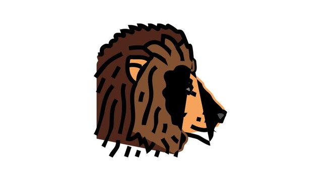 lion animal zoo color icon animation