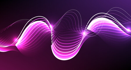 abstract with glowing wave wavy light lines neural network isolated on black background in concept of technology, Futuristic technology concept. Vector illustration