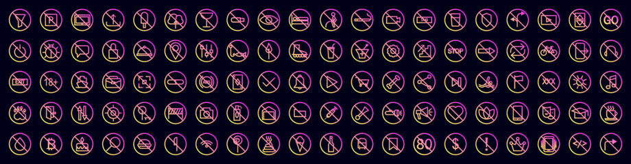 Ban nolan icons collection vector illustration design
