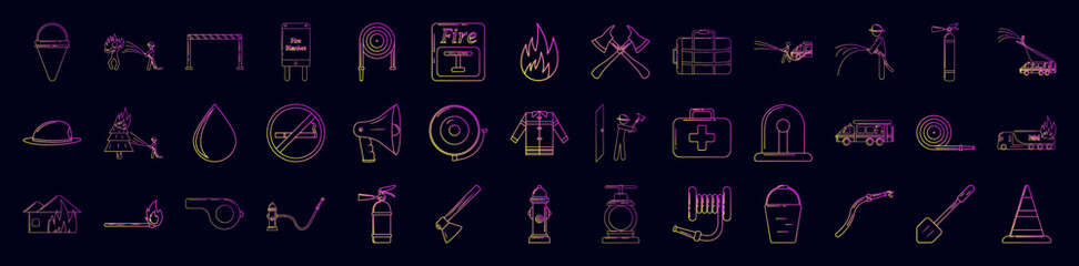 Fireman nolan icons collection vector illustration design