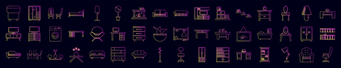 Furniture nolan icons collection vector illustration design