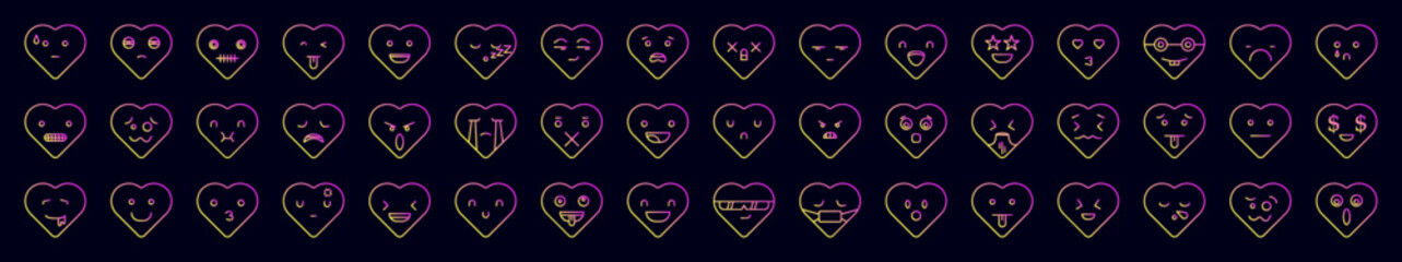 Heart emotions nolan icons collection vector illustration design