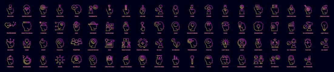 Positive thinking nolan icons collection vector illustration design