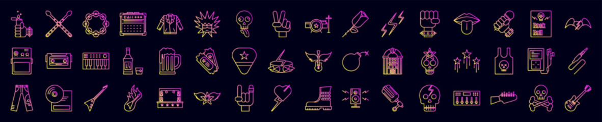 Rock and roll nolan icons collection vector illustration design