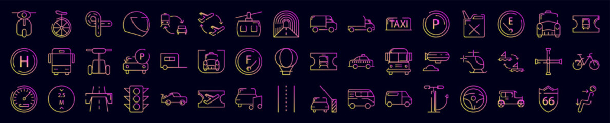 Transportation nolan icons collection vector illustration design