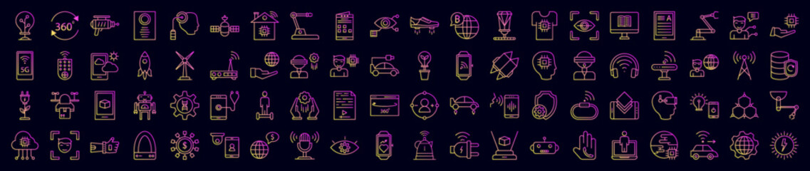 Technology nolan icons collection vector illustration design