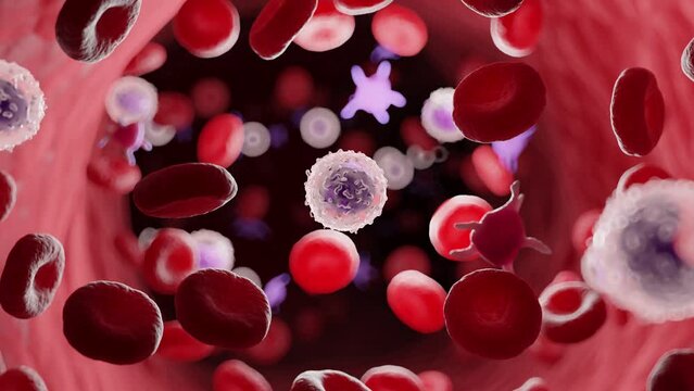 3d rendered medical illustration of white blood cells in the circulation