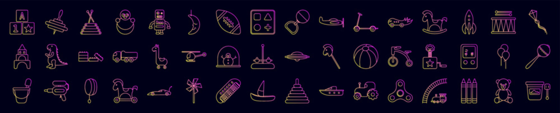 Toys nolan icons collection vector illustration design