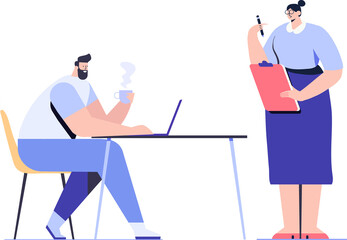 Teamwork. Business people flat illustration