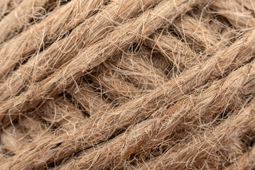 Obraz premium Background of ropes close-up. Twine texture. Rope