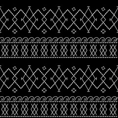 Ukrainian monochromatic ethnic seamless background. Checkered textures in black and white colors. Seamless striped pattern in Slavic style. Ornamental decorative texture. 