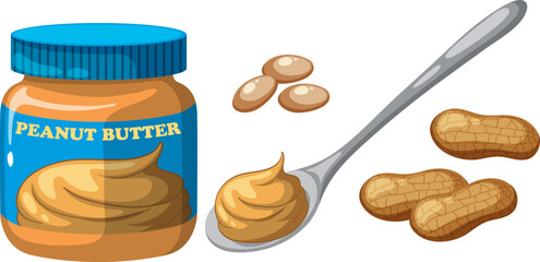 Fototapeta na wymiar Peanut butter with peanuts vector