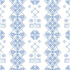 Ikat geometric folklore ornament. Tribal ethnic texture. Seamless striped pattern in Aztec style. Figure tribal embroidery. Indian, Scandinavian, Gypsy, Mexican, Ukrainian folk pattern.