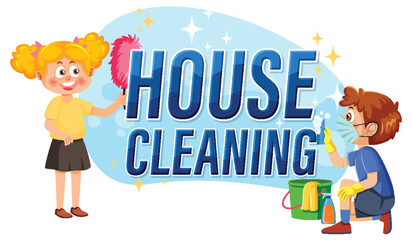 House Cleaning text for banner or poster design