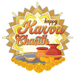Happy Karva Chauth Day Banner Design