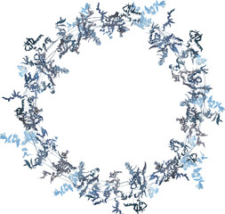 Watercolor winter wreath with dried frozen plant