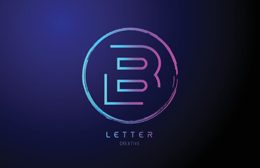 alphabet B letter logo grunge  blue pink logo icon design template