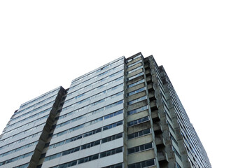Abandoned apartment building isolated white background in Thailand	