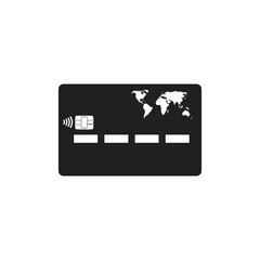 Credit card icon vector, world map

