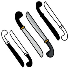 set of machete weapon collection vector illustration