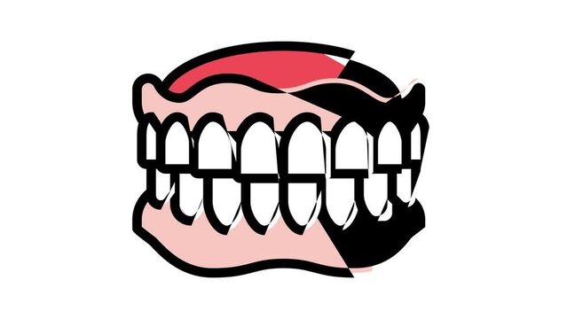 denture dental care color icon animation