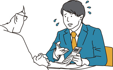 予算の説明で困るアジア人ビジネスマン