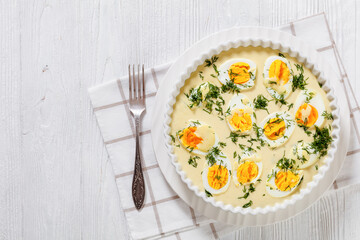 Senfeier, hard boiled eggs in creamy mustard sauce