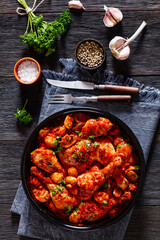 chicken stew with mushrooms in a tomato sauce