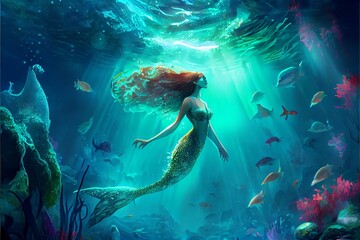 mermaid under water
