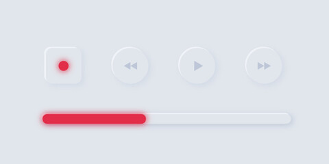Audio, video player vector icon in neomorphism style