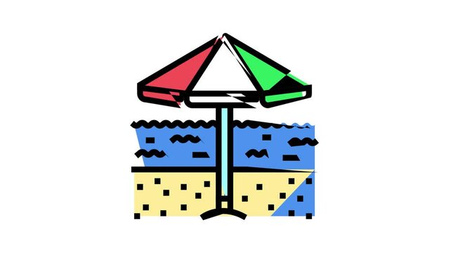 beach summer color icon animation