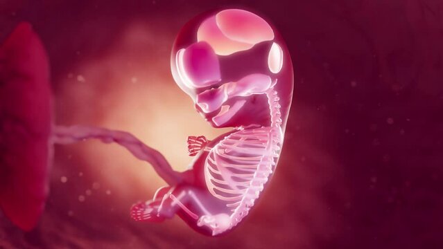 3d rendered medical animation of the skeletal system of an embryo at 10 weeks
