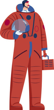 recommend clip art: Spacesuit astronaut, man science spaceman, character external image, isolated on white, design, flat style vector illustration.