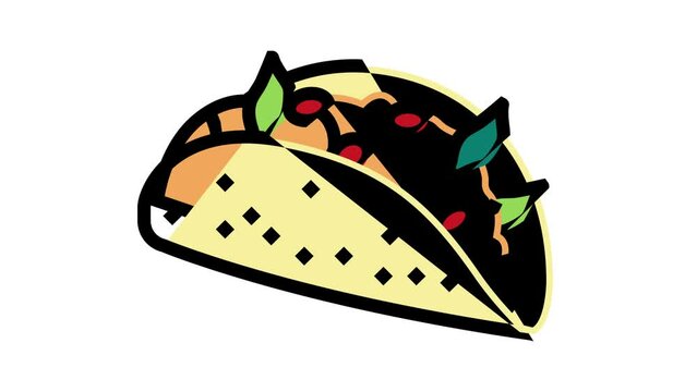 mexican food color icon animation