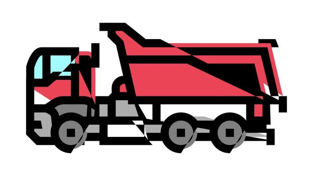 heavy truck construction car vehicle color icon animation