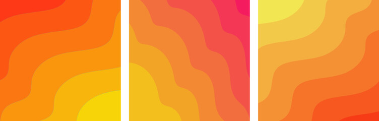 Set of Abstract Orange Wavy Pattern Background