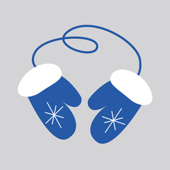 winter mittens, mittens snowflakes blue color